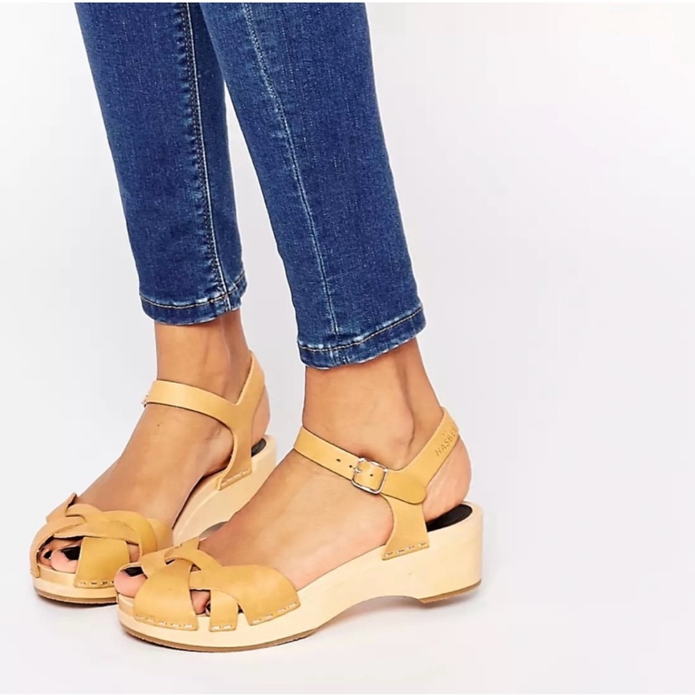 SWEDISH HASBEENS Tan Leather Tutti Frutti Debutant Sandals 37